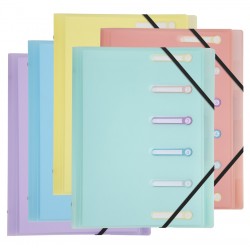 Trieur polypro 5/10 3 rabats+élastiques à fenêtres Chromaline Pastel 6 compartiments