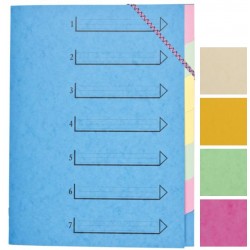 Trieur carte lustrée agrafé + élastique 7 compartiments