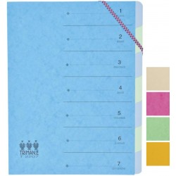 Trieur carte lustrée + élastique 7 compartiments