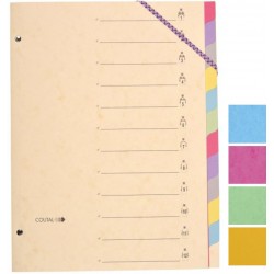 Trieur carte lustrée riveté + élastique 12 compartiments