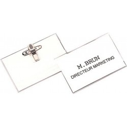Badge 56x92mm clip + épingle boîte de 50
