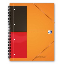 Meetingbook A4+ PP spiralé 3 rabats ligné perforé 160 pages