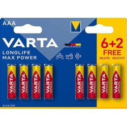 Pile LR03 Longlife Max Power blister de 6+2 gratuites