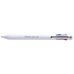 Stylo bille 4 couleurs Izee encres classiques corps blanc