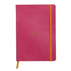 Carnet Rhodiarama souple + élastique A5 ligné 160 pages framboise