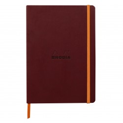 Carnet Rhodiarama souple + élastique A5 ligné 160 pages lie de vin