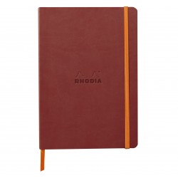 Carnet Rhodiarama souple + élastique A5 ligné 160 pages nacarat