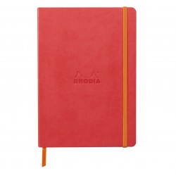 Carnet Rhodiarama souple + élastique A5 ligné 160 pages corail