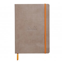 Carnet Rhodiarama souple + élastique A5 ligné 160 pages taupe