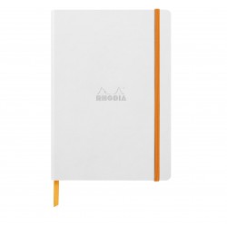 Carnet Rhodiarama souple + élastique A5 ligné 160 pages blanc