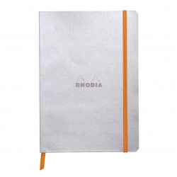 Carnet Rhodiarama souple + élastique A5 ligné 160 pages argent