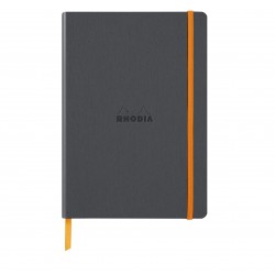 Carnet Rhodiarama souple + élastique A5 ligné 160 pages titane
