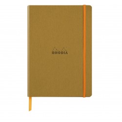 Carnet Rhodiarama souple + élastique A5 ligné 160 pages or
