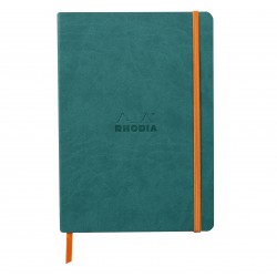 Carnet Rhodiarama souple + élastique A5 ligné 160 pages paon