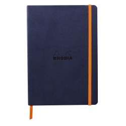 Carnet Rhodiarama souple + élastique A5 ligné 160 pages bleu nuit