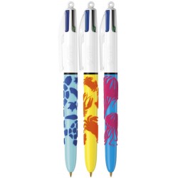Stylo bille 4 couleurs Velours