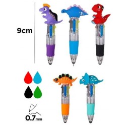 Mini stylo 4 couleurs classiques (bleu, noir, rouge et vert) Dinosaure