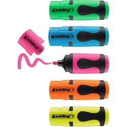 Lot de 5 mini surligneurs pointe biseau fluo