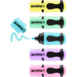 Lot de 5 mini surligneurs pointe biseau pastel