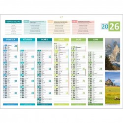 Calendrier semestriel 32x42cm "4 saisons"