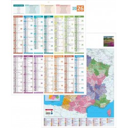 Calendrier annuel vertical dos carte France