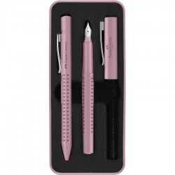Parure stylo plume M et stylo bille Grip 2010 rose