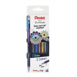 Pochette 6 stylos gel Dual Metallic