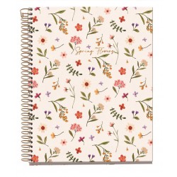 Notebook spiralé A5 ligné 200p couverture carte rigide Printemps