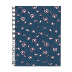 Notebook spiralé A4 5x5 200p couverture carte rigide Marguerites