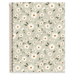Notebook spiralé A4 ligné 200p couverture carte rigide Fleurs