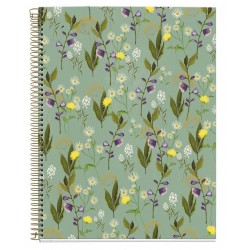 Notebook spiralé A4 ligné 200p couverture carte rigide Jardin vert