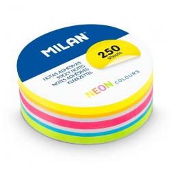 Bloc 250 notes adhésives rondes Ø67mm couleurs néon