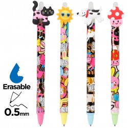 Stylo rétractable effaçable 0,5mm bleu