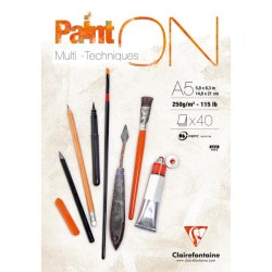 Bloc collé Paint'ON multi-techniques A5 250g 40 feuilles