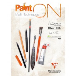 Bloc collé Paint'ON multi-techniques A4 250g 40 feuilles