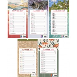 Calendrier mensuel 19x36cm fantaisie